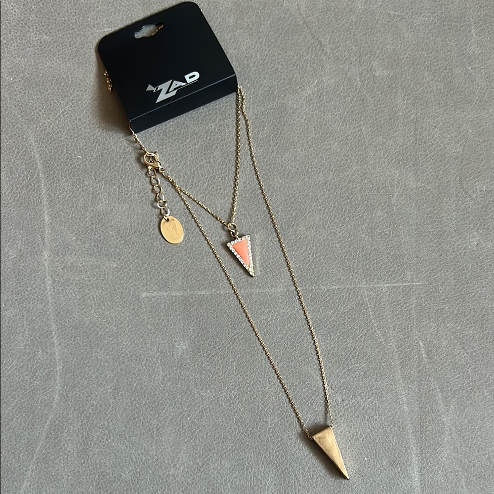ZAD Gold and Pink Geometric Necklace